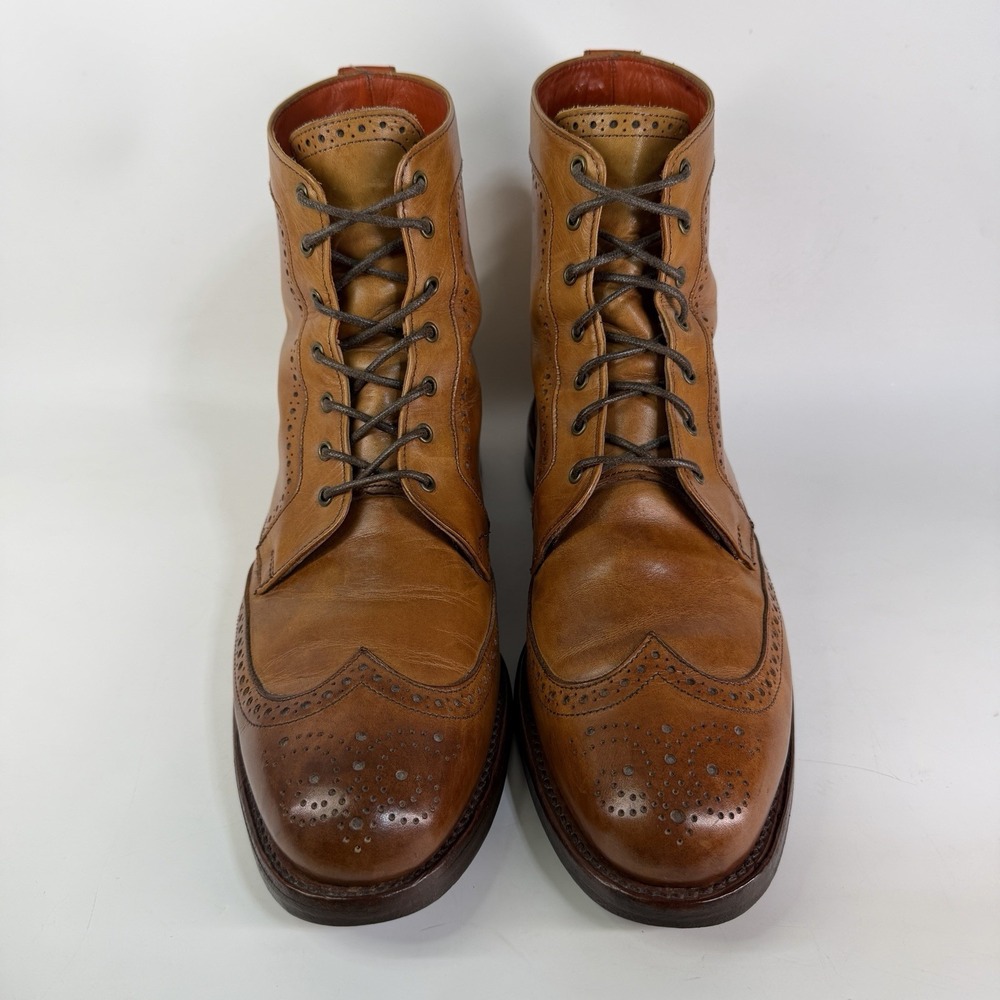 Allen Edmonds Dalton Wingtip Boots Walnut Tan Mens 10D Handmade USA Brogue Lace
